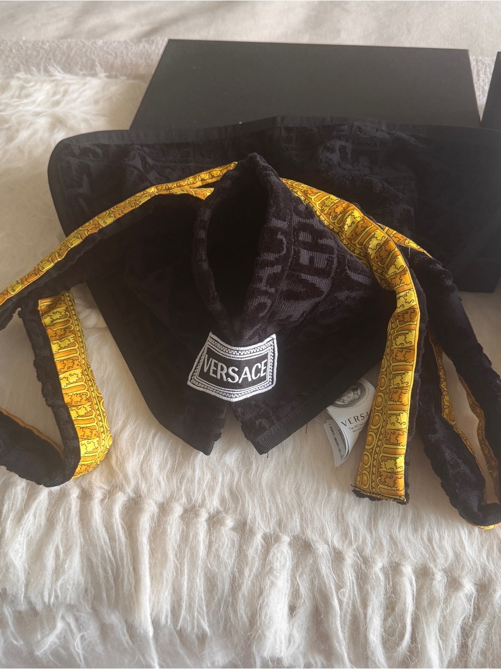 Versace Black and Yellow Velvet Dog Bandana